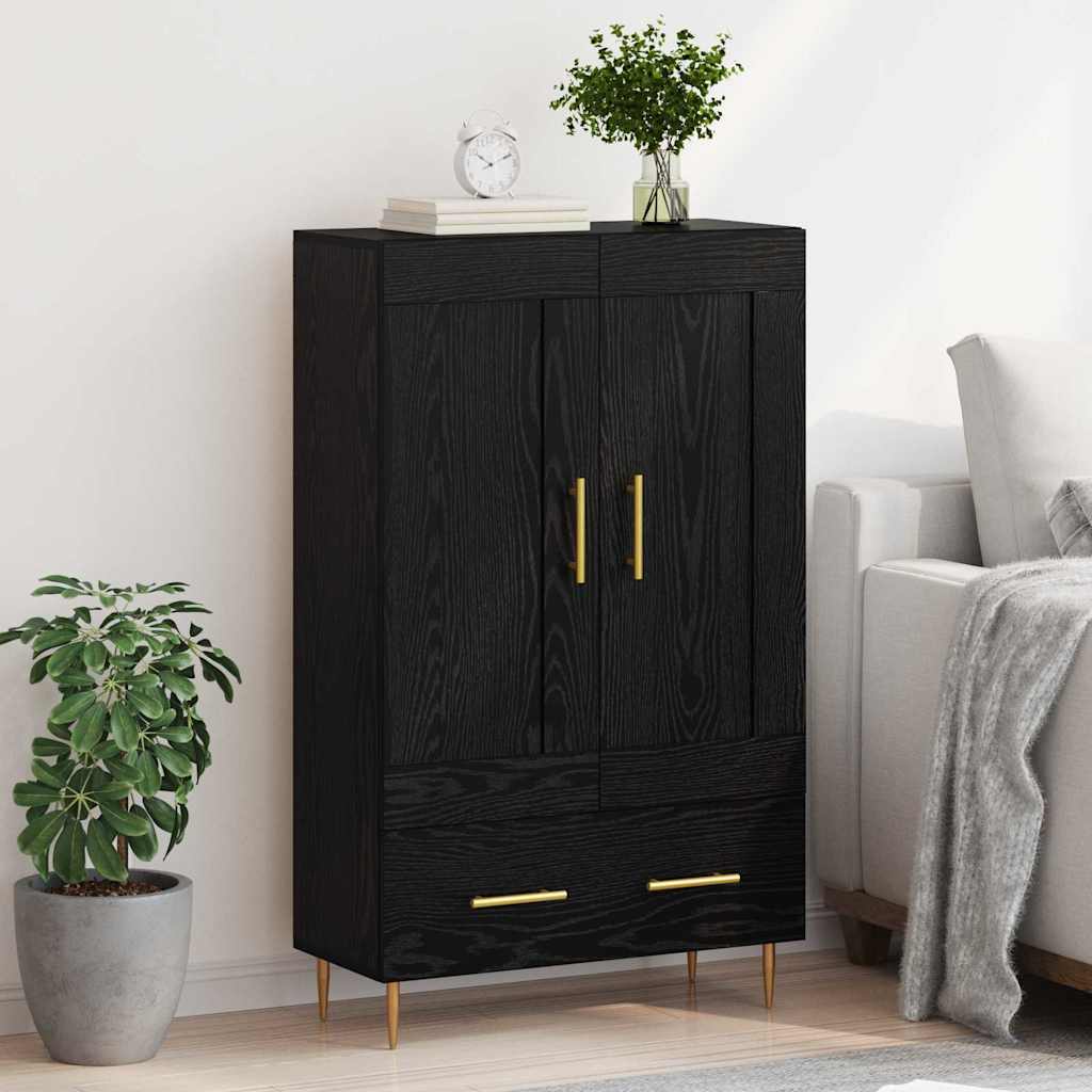 Vysoký Bufet Černý Dub 69,5 X 31 X 115 Cm Kompozitní Dřevo