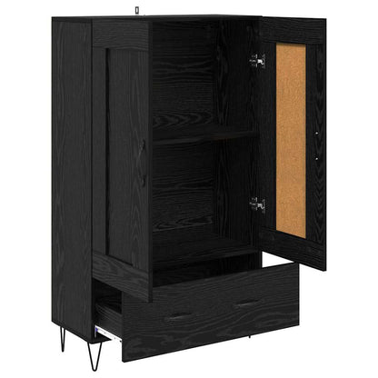 Vysoký Bufet Černý Dub 69,5 X 31 X 115 Cm Kompozitní Dřevo