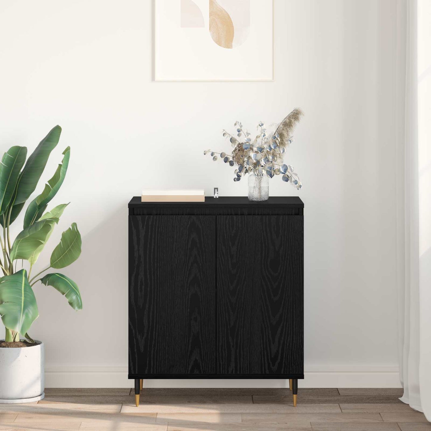 Servírovací Skříň Černý Dub 60 X 35 X 70 Cm Kompozitní Dřevo