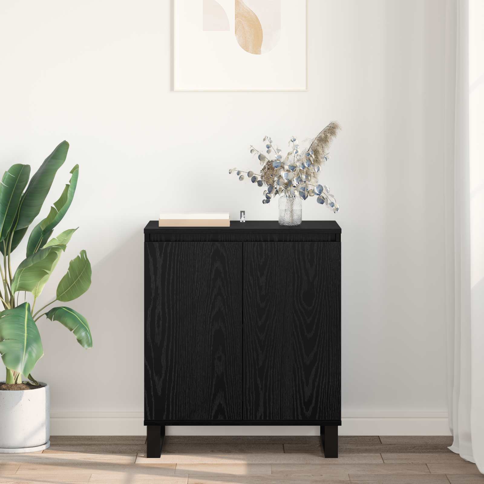 Servírovací Skříň Černý Dub 60 X 35 X 70 Cm Kompozitní Dřevo