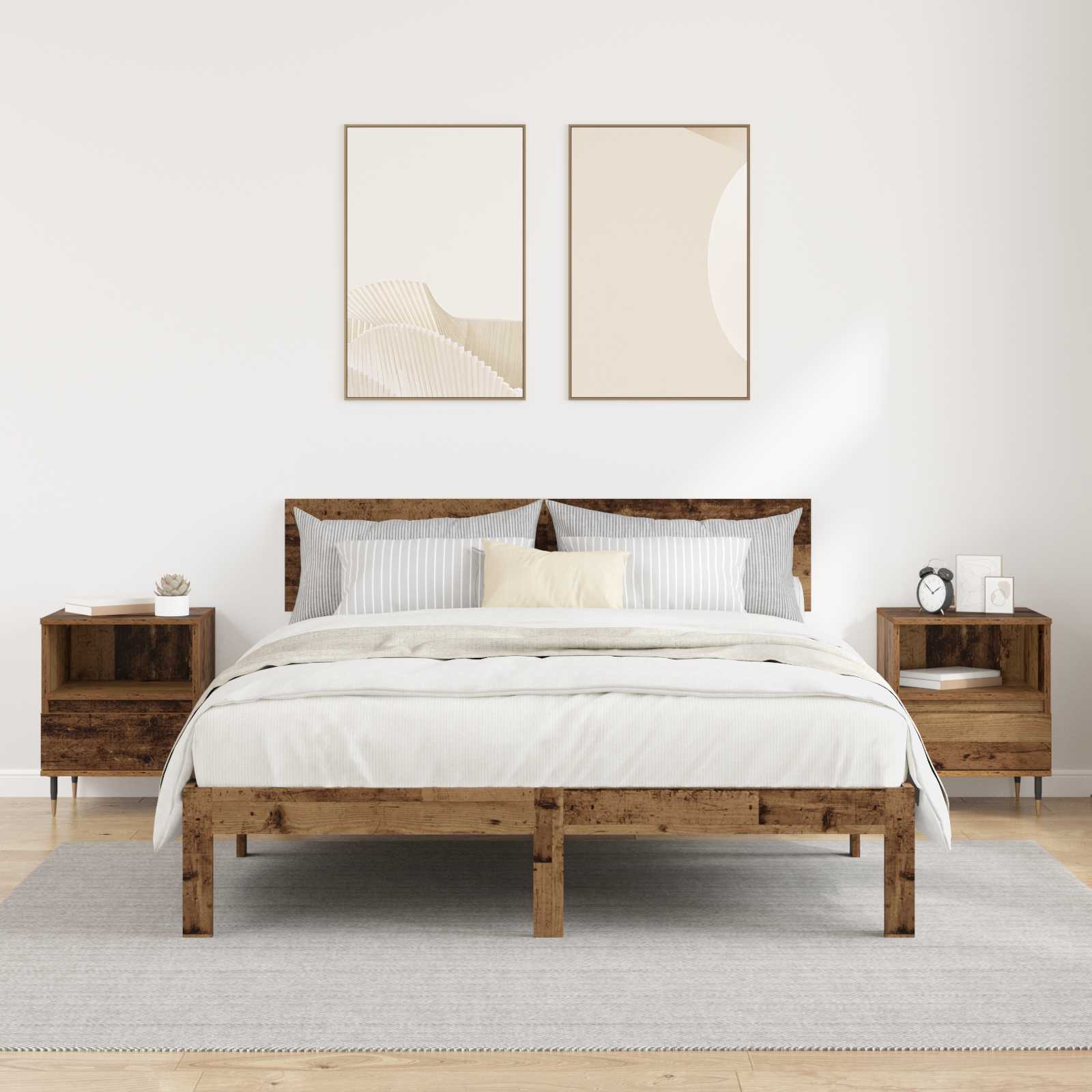 Noční Skříňka 2 Ks Staré Dřevo 40 X 35 X 50 Cm Kompozitní Dřevo
