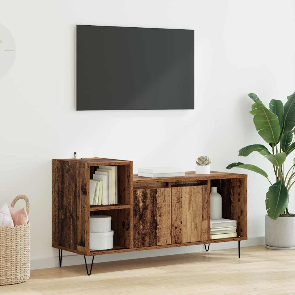 Televizní Skříň 100 X 35 X 55 Cm Staré Dřevo Kompozitní Dřevo