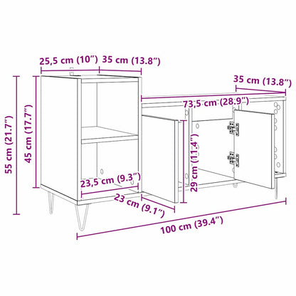 Televizní Skříň 100 X 35 X 55 Cm Staré Dřevo Kompozitní Dřevo