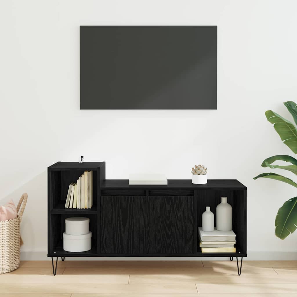 Televizní Skříň 100 X 35 X 55 Cm Černý Dub Kompozitní Dřevo