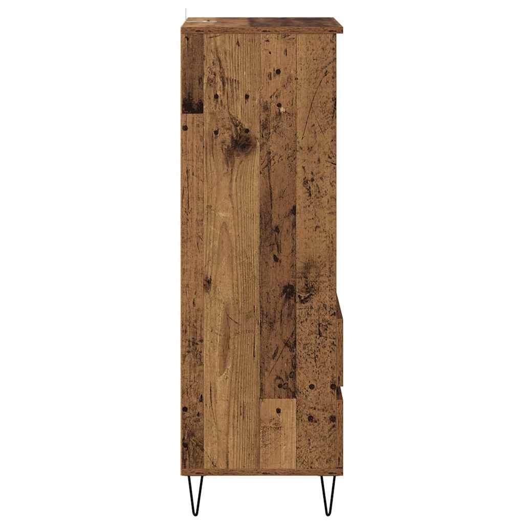 Vysoký Bufet Staré Dřevo 40 X 36 X 110 Cm Kompozitní Dřevo