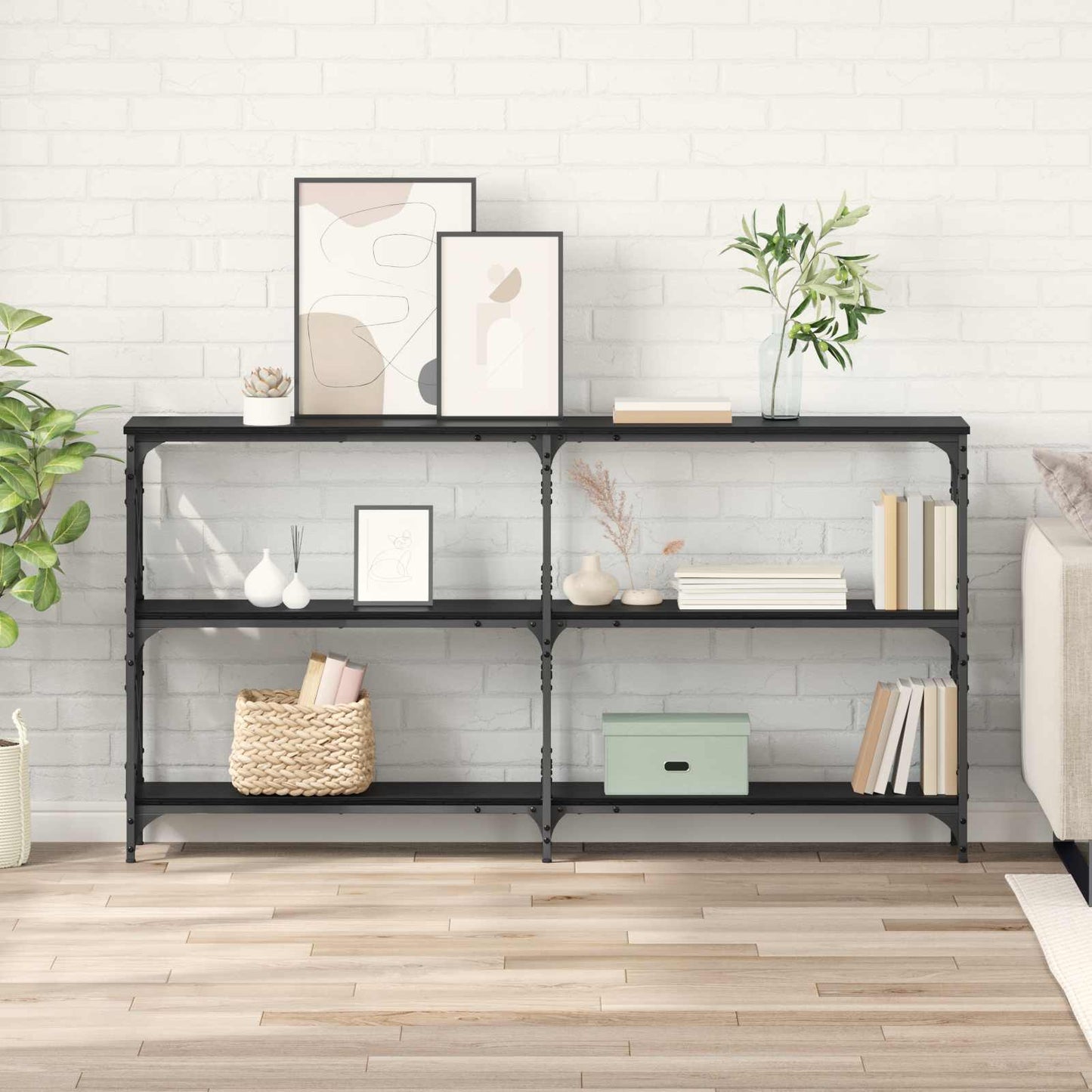 Konzolový Stolek Černý Dub 156 X 28 X 80,5 Cm Kompozitní Dřevo