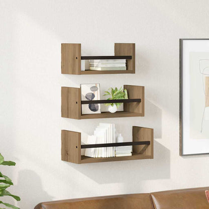 Sada Nástěnných Polic 3 Pcs Artisanový Dub 40X16X14Cm