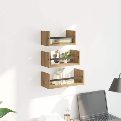 Sada Nástěnných Polic 3 Pcs Artisanový Dub 40X16X14Cm
