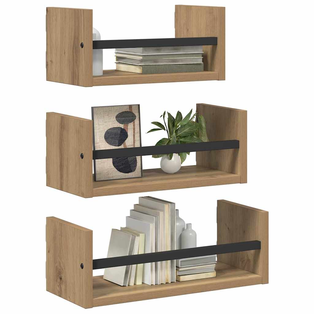 Sada Nástěnných Polic 3 Pcs Artisanový Dub 40X16X14Cm