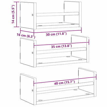 Sada Nástěnných Polic 3 Pcs Artisanový Dub 40X16X14Cm
