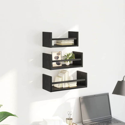 Sada Nástěnných Polic 3 Pcs Černý Dub 40X16X14Cm