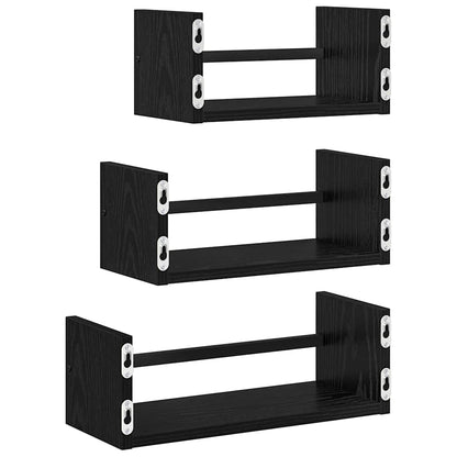 Sada Nástěnných Polic 3 Pcs Černý Dub 40X16X14Cm