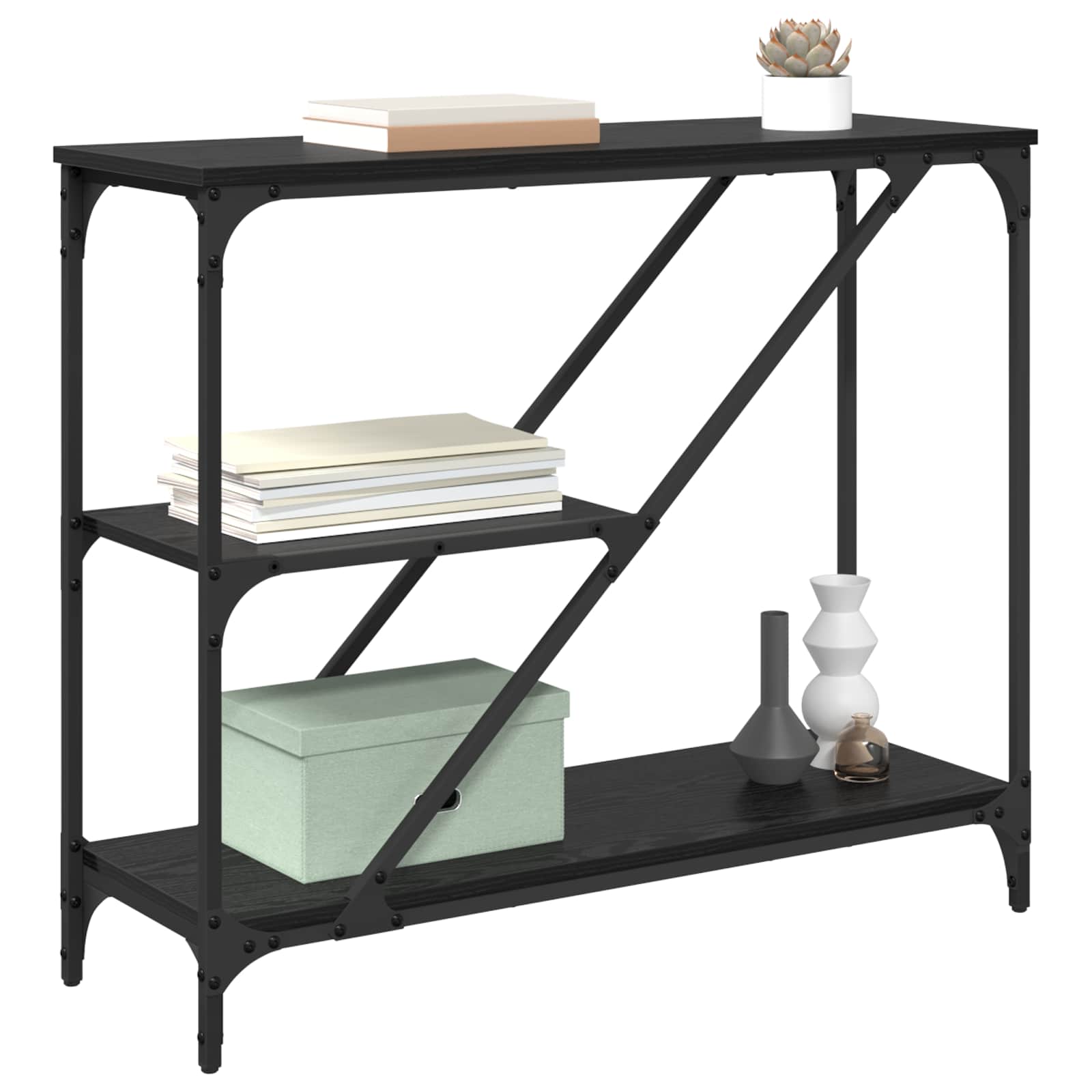 Konzolový Stolek Černý Dub 88,5 X 30 X 75 Cm Kompozitní Dřevo