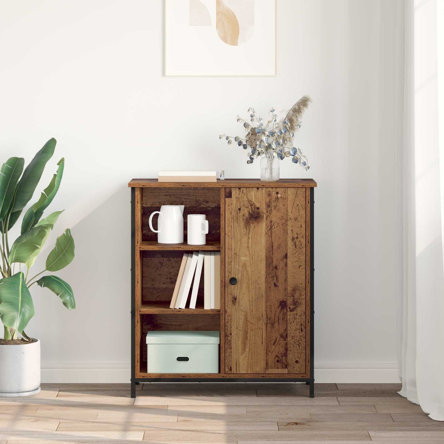 Servírovací Skříň Staré Dřevo 70 X 30 X 80 Cm Kompozitní Dřevo