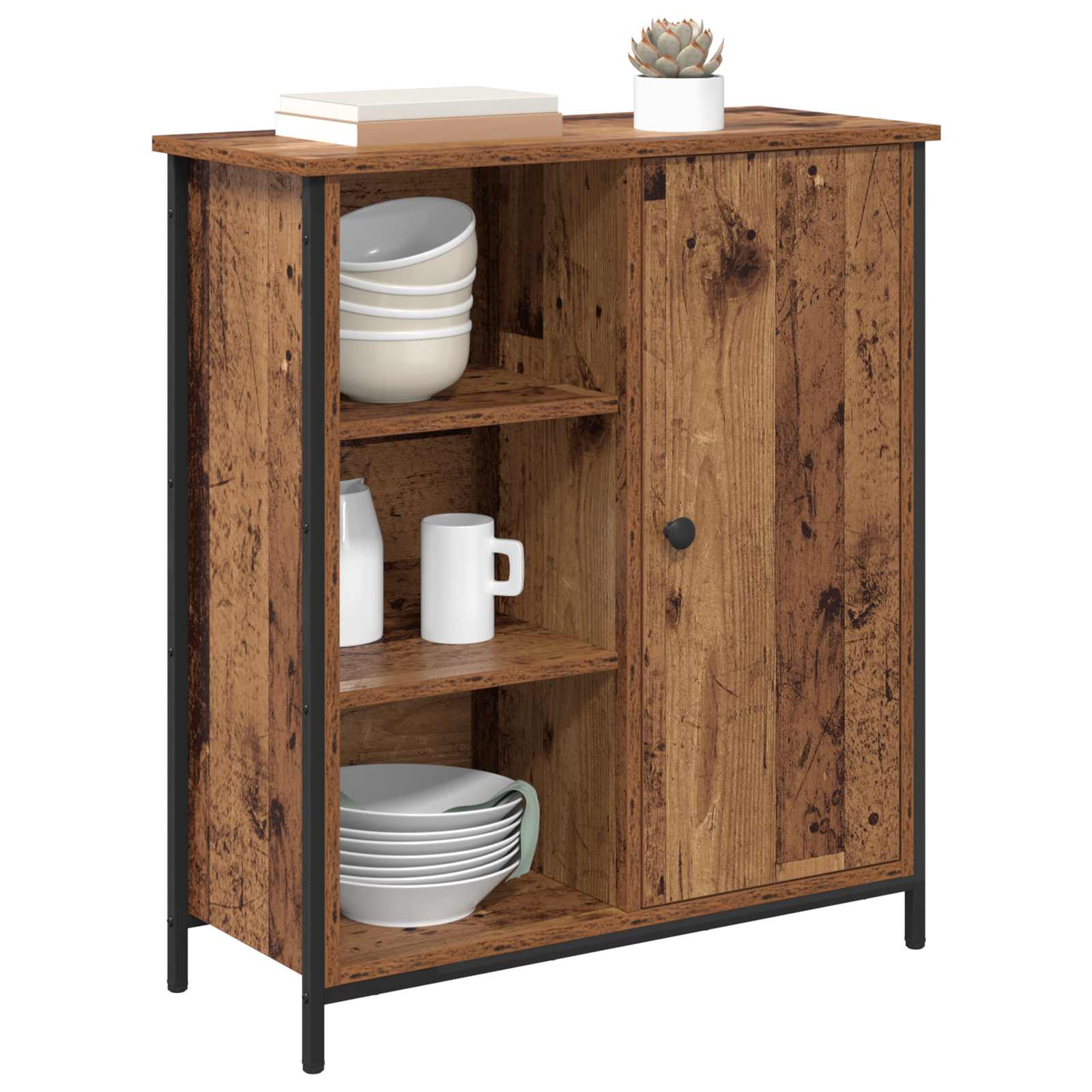 Servírovací Skříň Staré Dřevo 70 X 30 X 80 Cm Kompozitní Dřevo