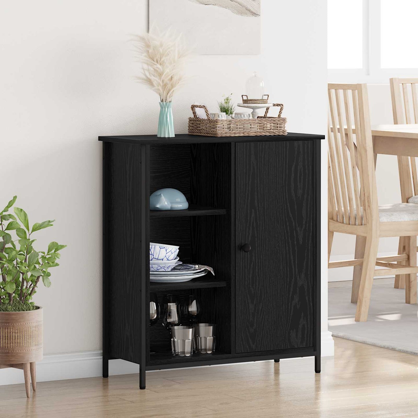 Servírovací Skříň Černý Dub 70 X 30 X 80 Cm Kompozitní Dřevo