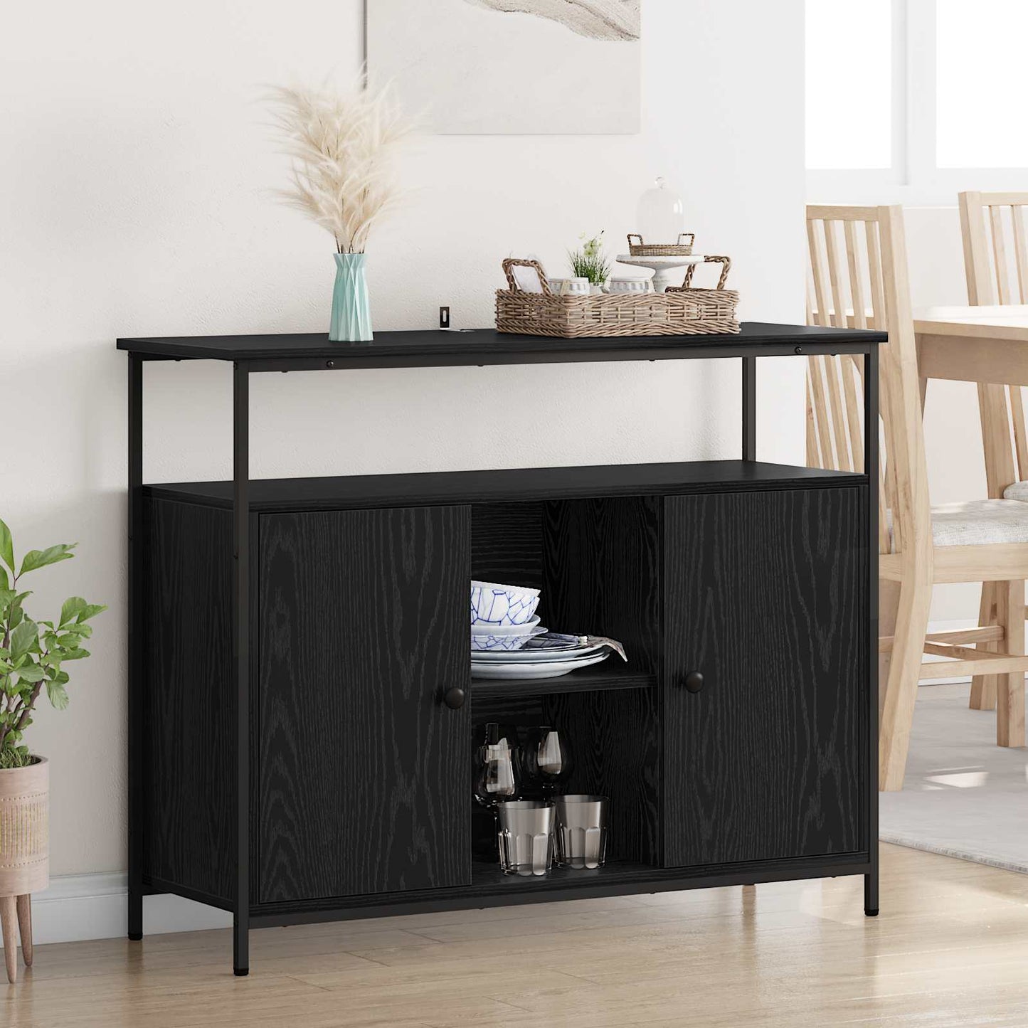 Servírovací Skříň Černý Dub 100 X 35 X 80 Cm Kompozitní Dřevo