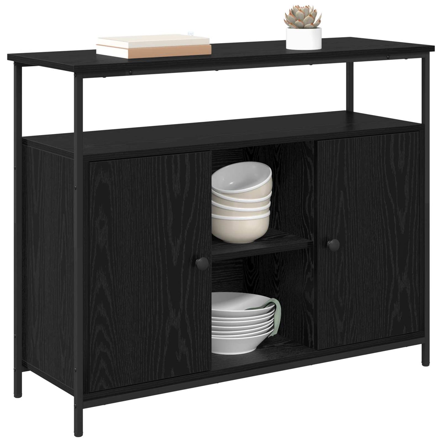 Servírovací Skříň Černý Dub 100 X 35 X 80 Cm Kompozitní Dřevo