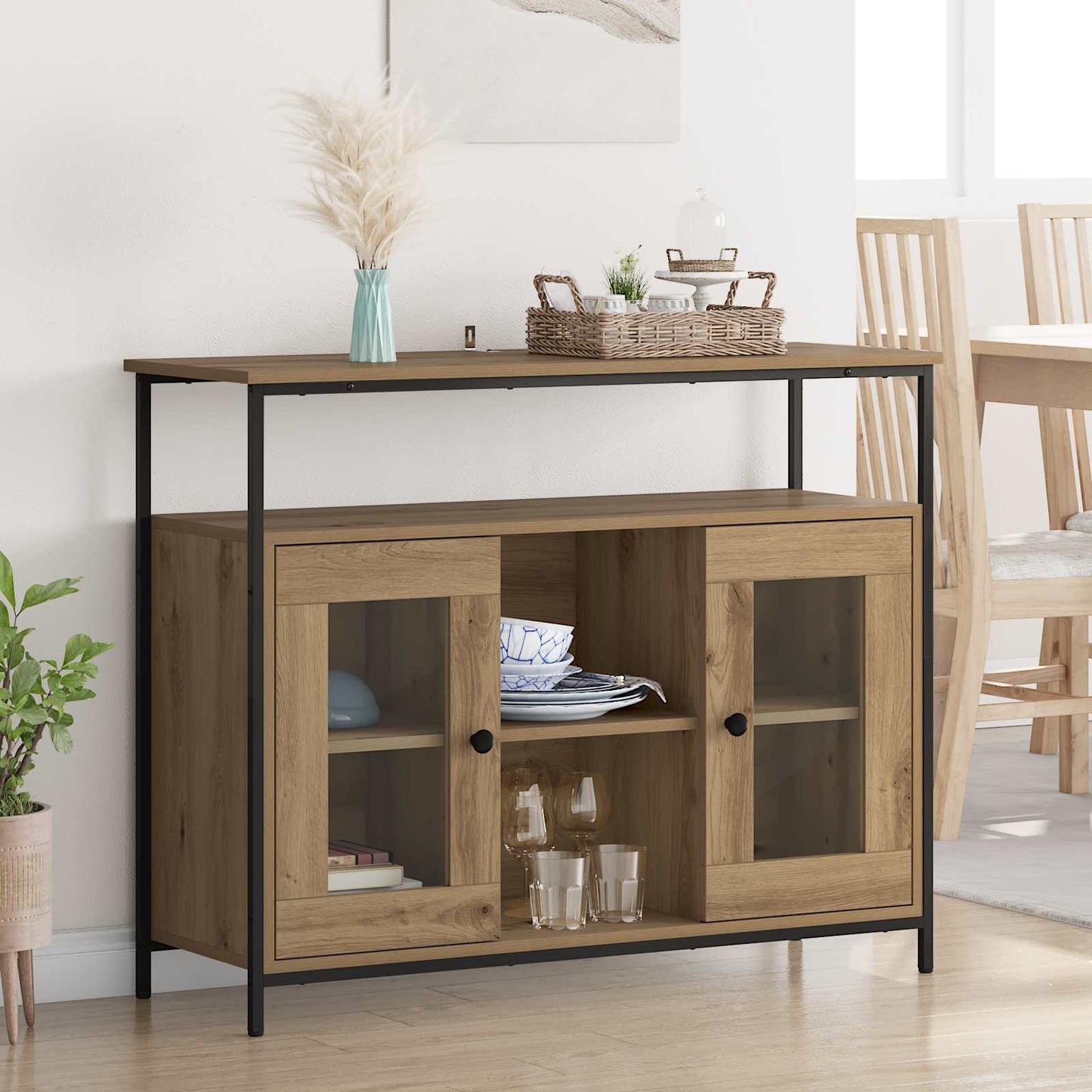 Servírovací Skříň Artisanový Dub 100 X 35 X 80 Cm