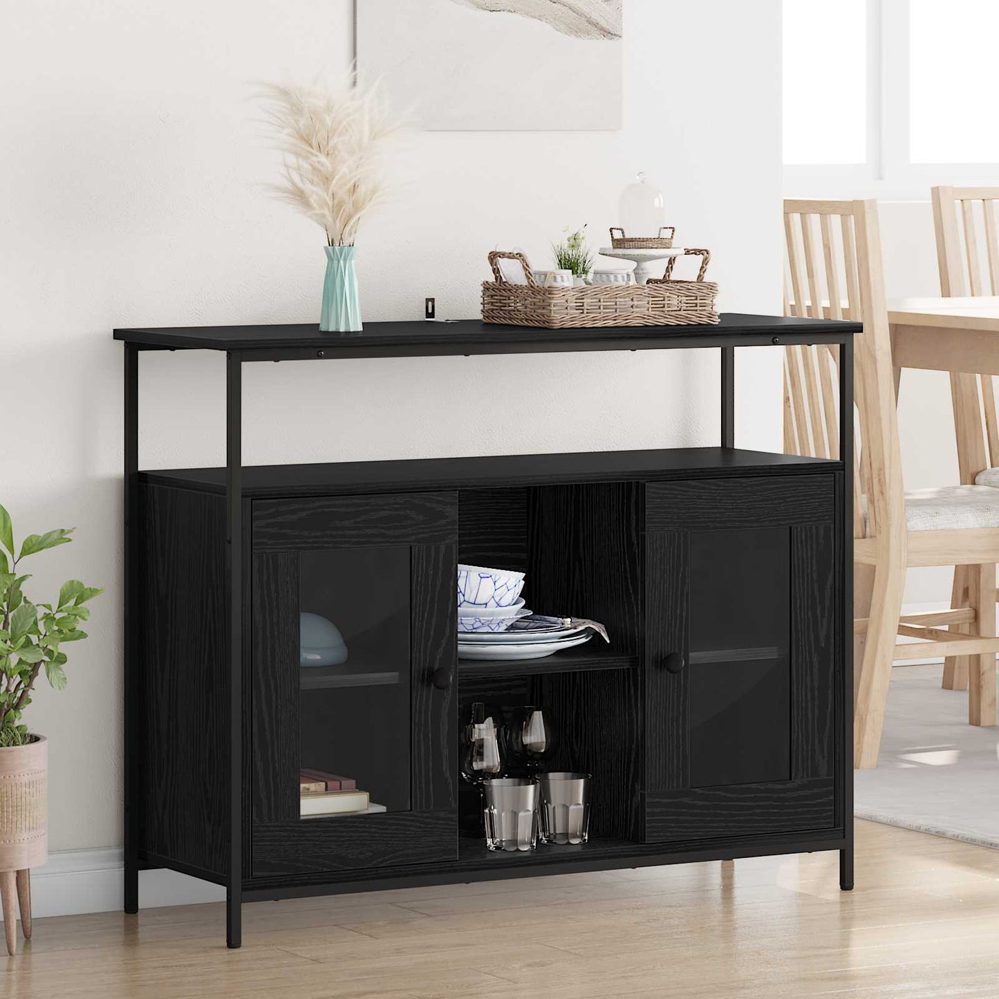 Servírovací Skříň Černý Dub 100 X 35 X 80 Cm Kompozitní Dřevo