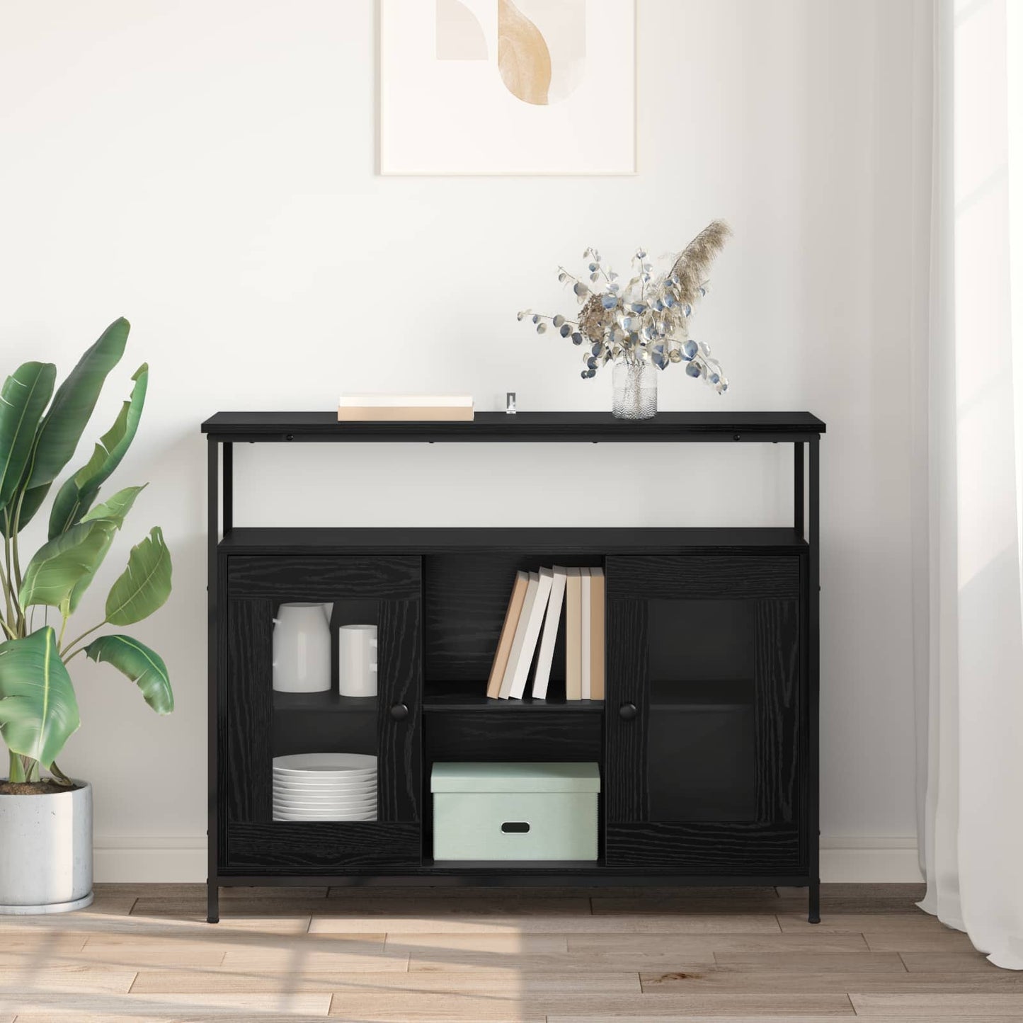 Servírovací Skříň Černý Dub 100 X 35 X 80 Cm Kompozitní Dřevo