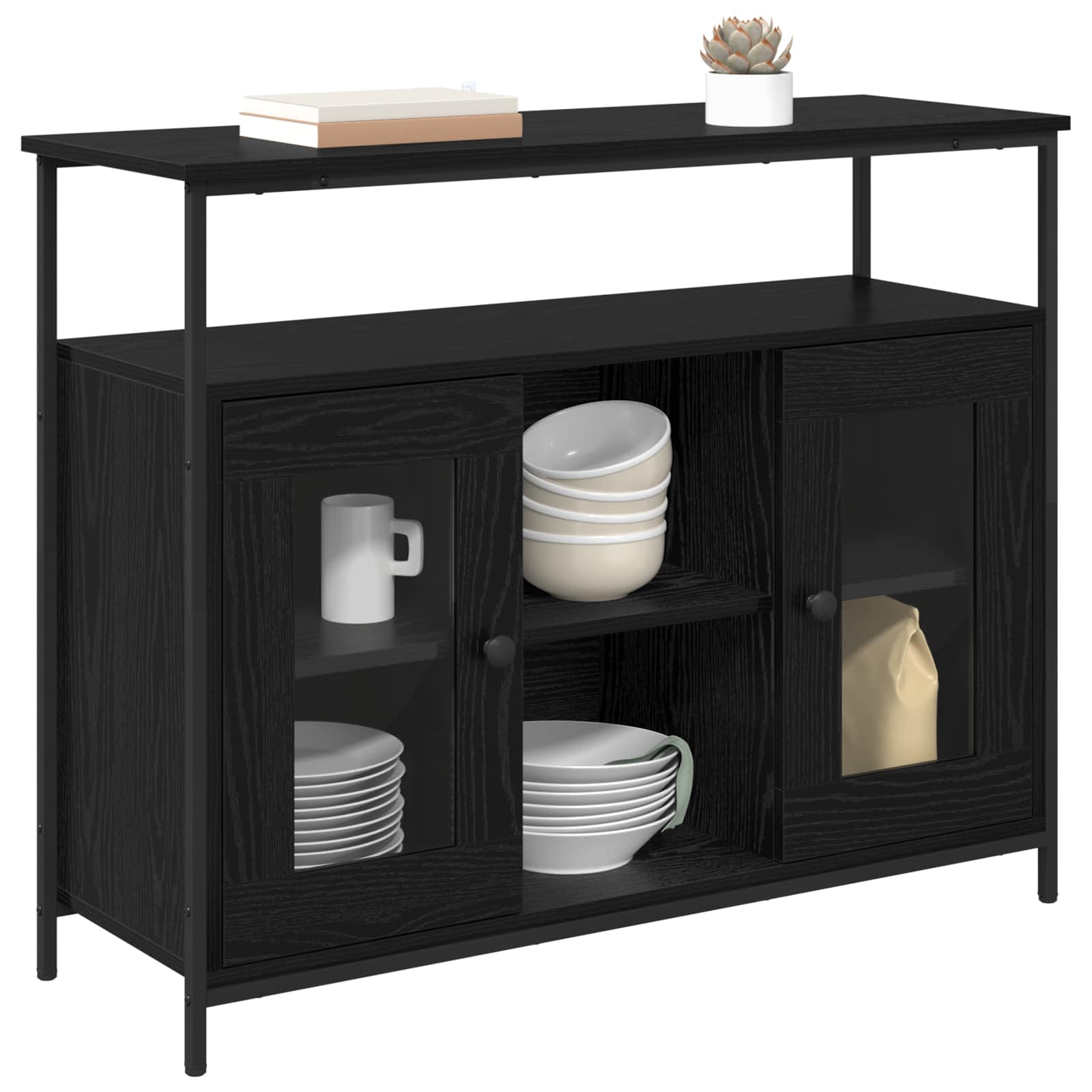 Servírovací Skříň Černý Dub 100 X 35 X 80 Cm Kompozitní Dřevo
