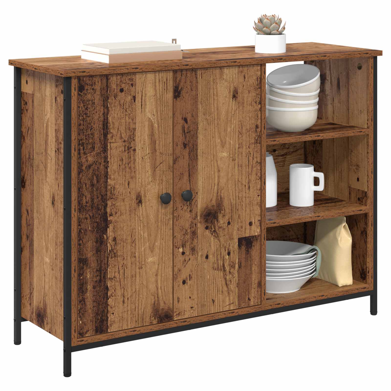 Servírovací Skříň Staré Dřevo 100 X 33 X 75 Cm Kompozitní Dřevo