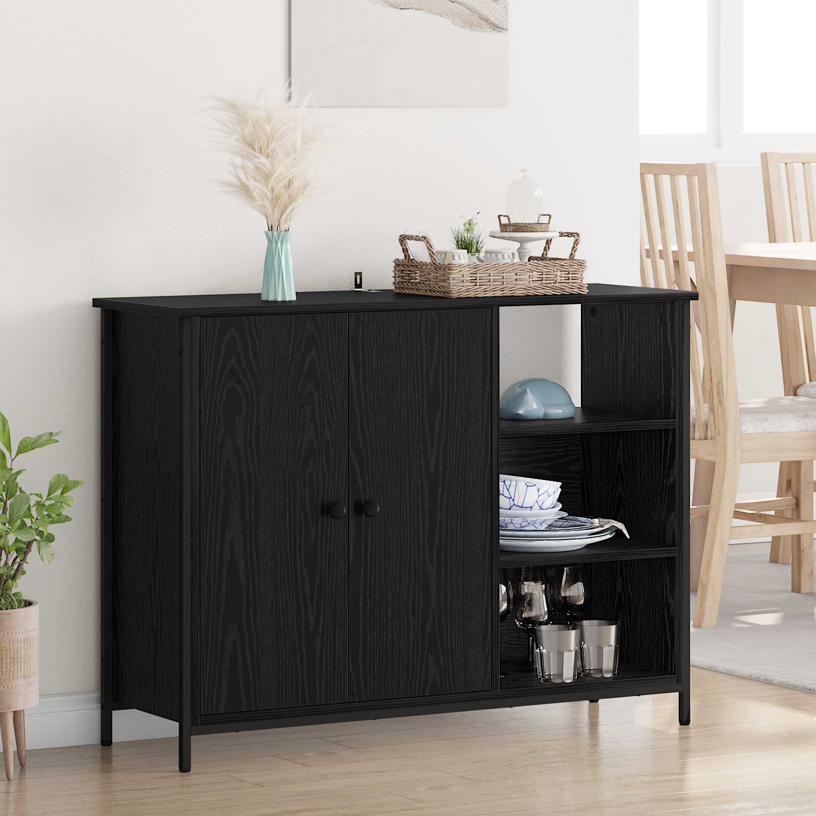 Servírovací Skříň Černý Dub 100 X 33 X 75 Cm Kompozitní Dřevo