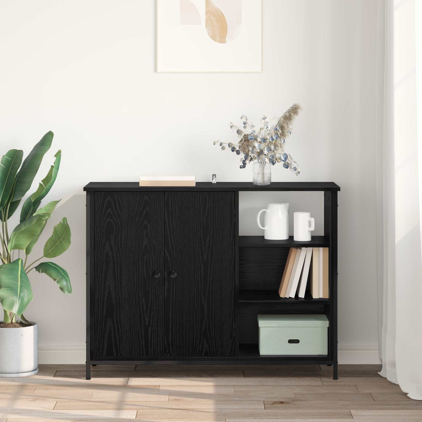 Servírovací Skříň Černý Dub 100 X 33 X 75 Cm Kompozitní Dřevo