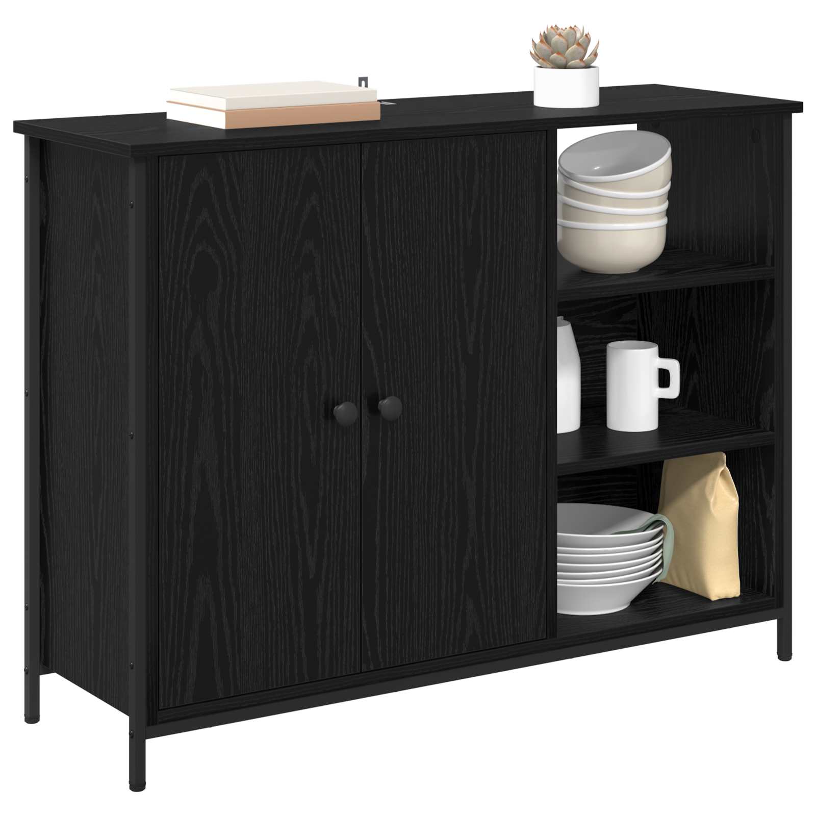 Servírovací Skříň Černý Dub 100 X 33 X 75 Cm Kompozitní Dřevo