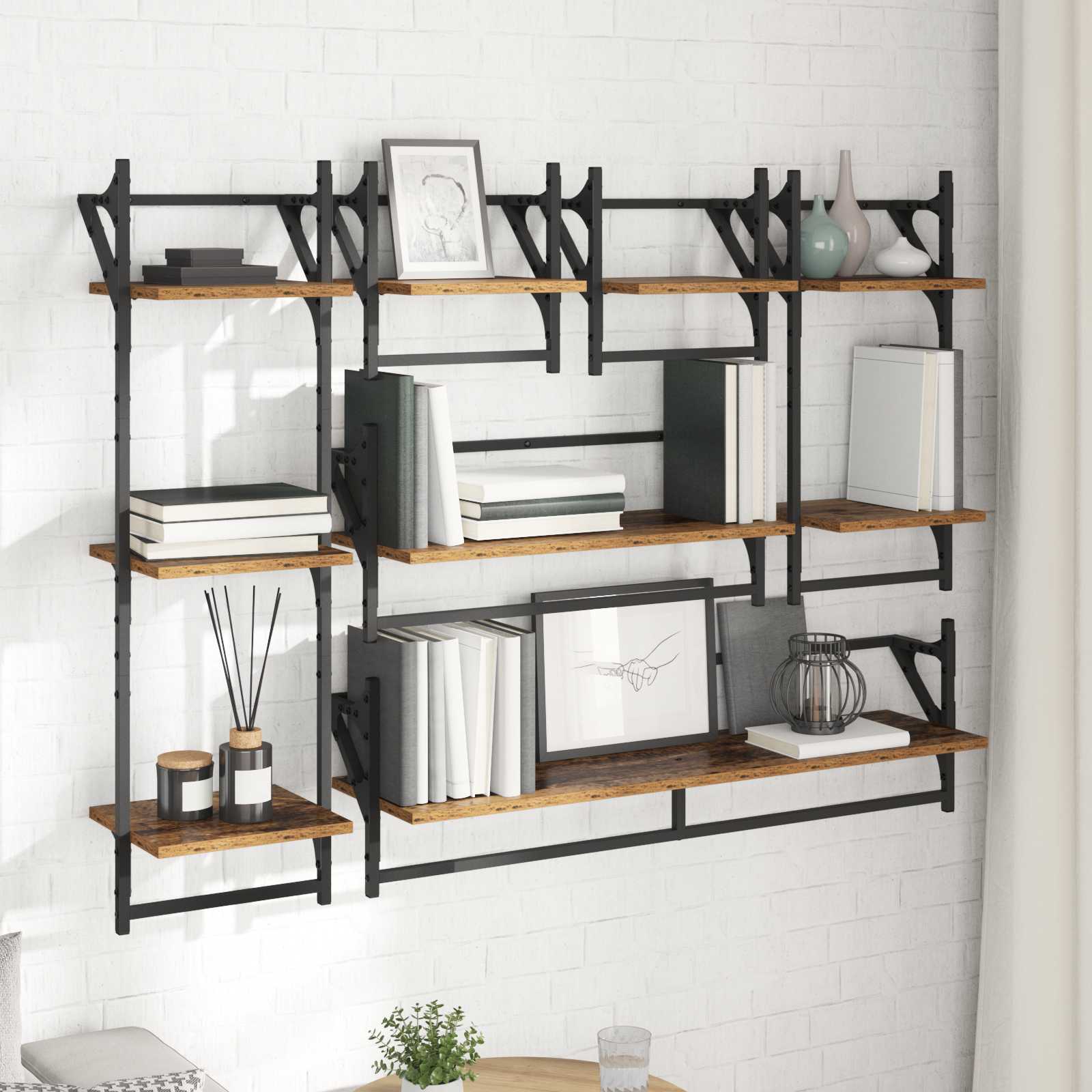 Sada Nástěnných Polic Nástěnná Montáž 6 Pcs Staré Dřevo