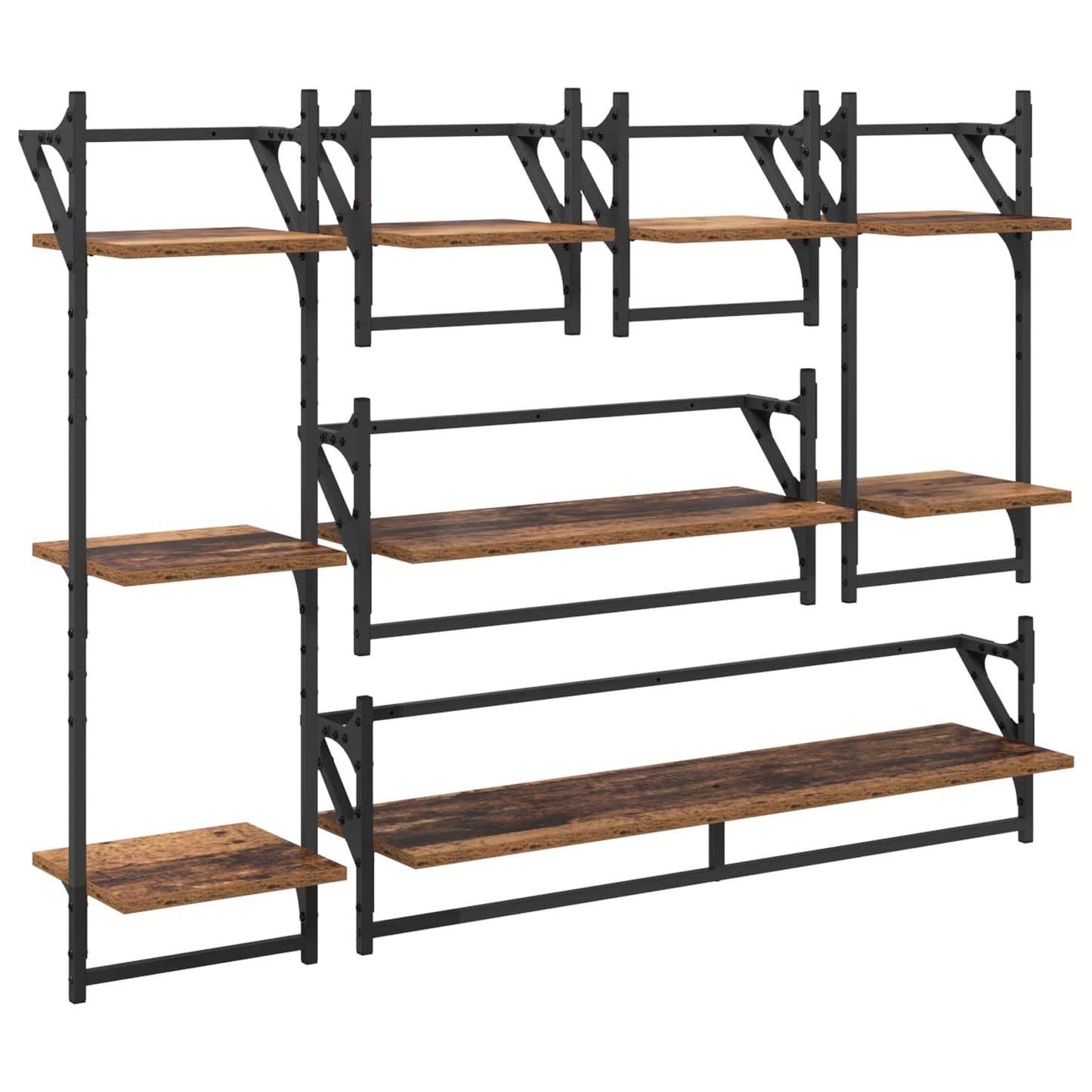 Sada Nástěnných Polic Nástěnná Montáž 6 Pcs Staré Dřevo