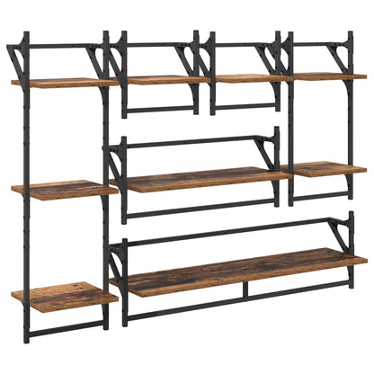 Sada Nástěnných Polic Nástěnná Montáž 6 Pcs Staré Dřevo