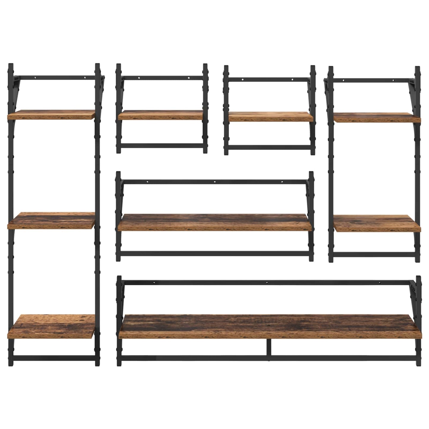 Sada Nástěnných Polic Nástěnná Montáž 6 Pcs Staré Dřevo