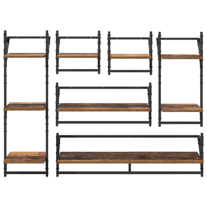 Sada Nástěnných Polic Nástěnná Montáž 6 Pcs Staré Dřevo
