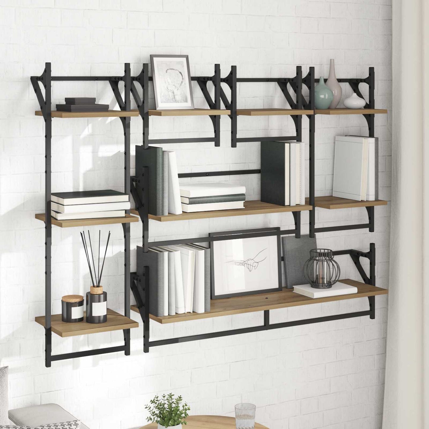 Sada Nástěnných Polic Nástěnná Montáž 6 Pcs Artisanový Dub