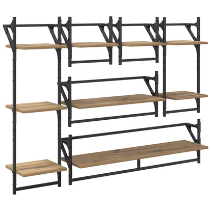 Sada Nástěnných Polic Nástěnná Montáž 6 Pcs Artisanový Dub