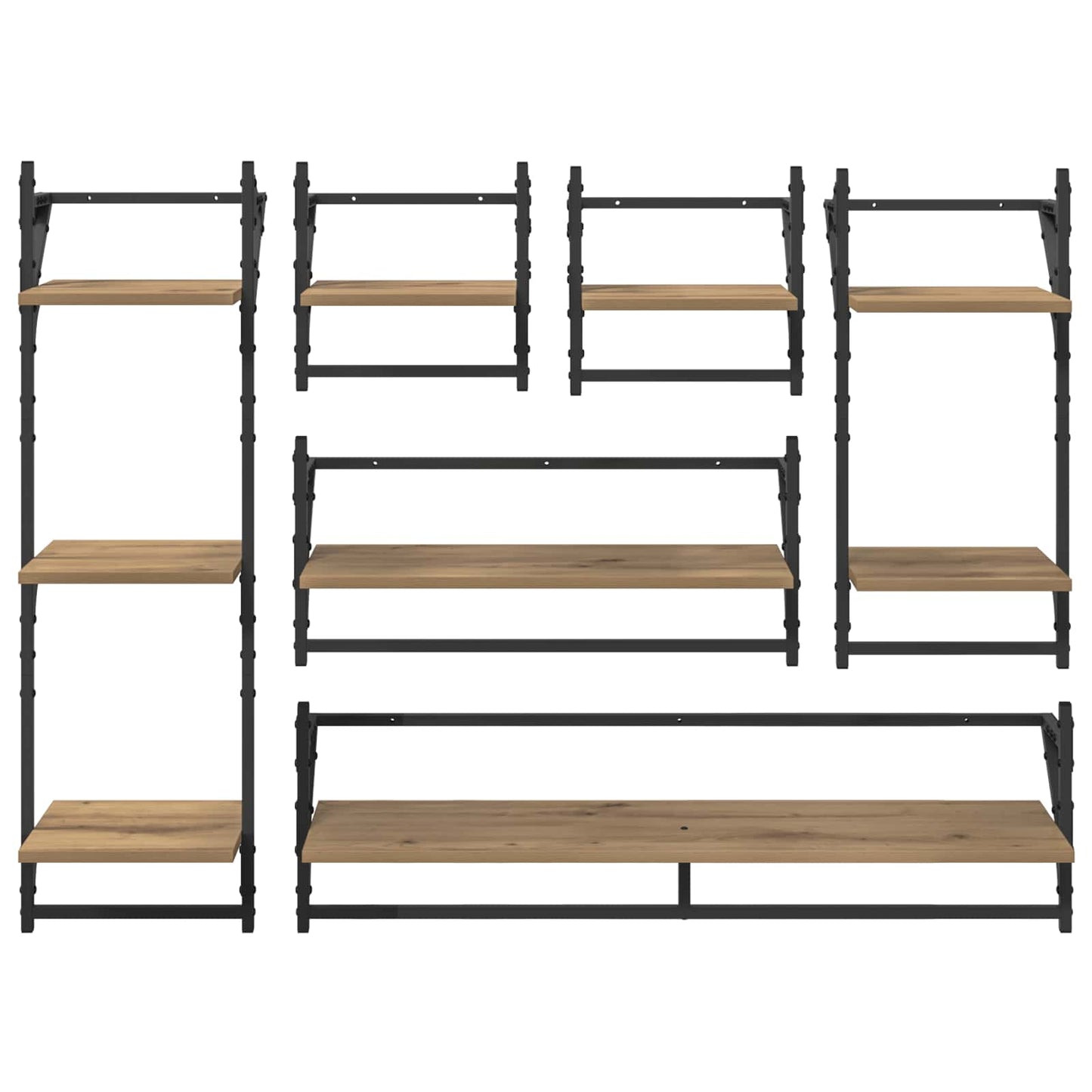 Sada Nástěnných Polic Nástěnná Montáž 6 Pcs Artisanový Dub