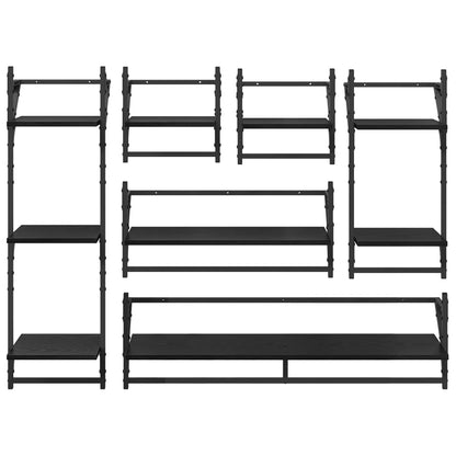 Sada Nástěnných Polic Nástěnná Montáž 6 Pcs Černý Dub