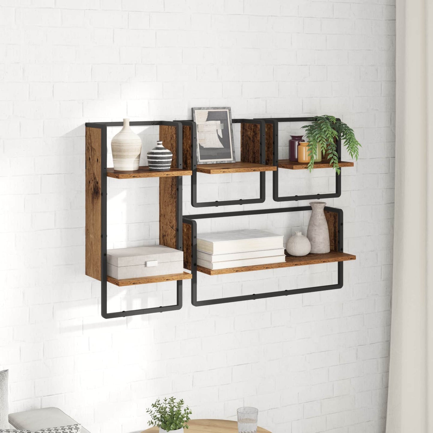 Sada Nástěnných Polic Nástěnná Montáž 4 Pcs Staré Dřevo