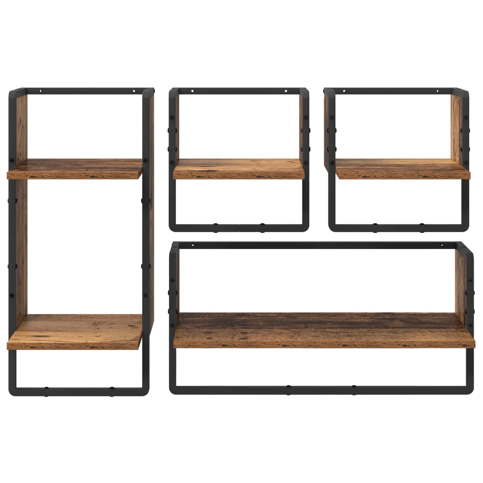 Sada Nástěnných Polic Nástěnná Montáž 4 Pcs Staré Dřevo