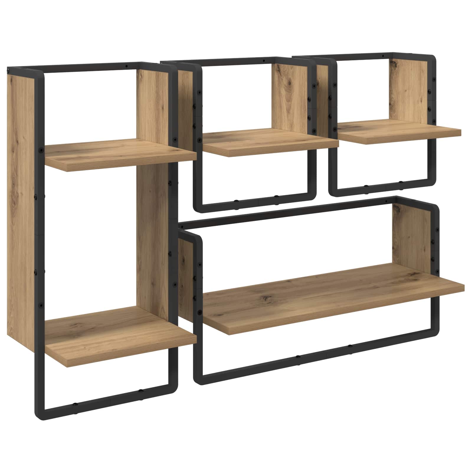 Sada Nástěnných Polic Nástěnná Montáž 4 Pcs Artisanový Dub