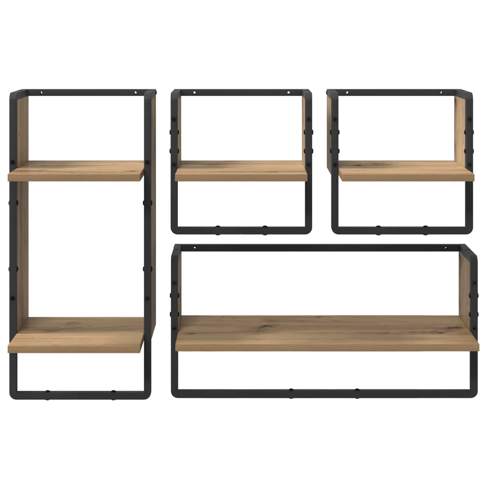 Sada Nástěnných Polic Nástěnná Montáž 4 Pcs Artisanový Dub