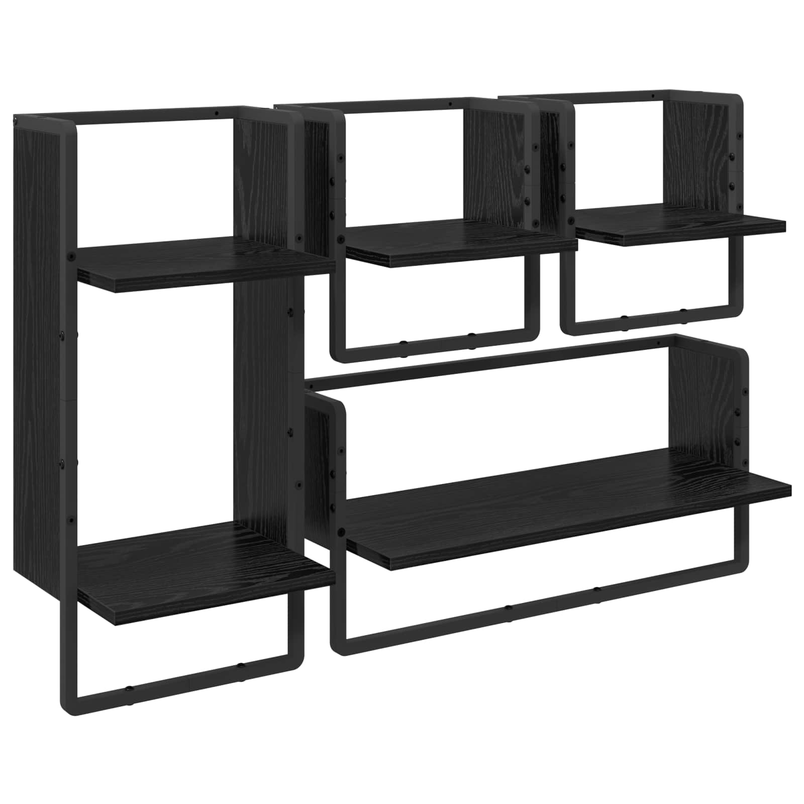 Sada Nástěnných Polic Nástěnná Montáž 4 Pcs Černý Dub