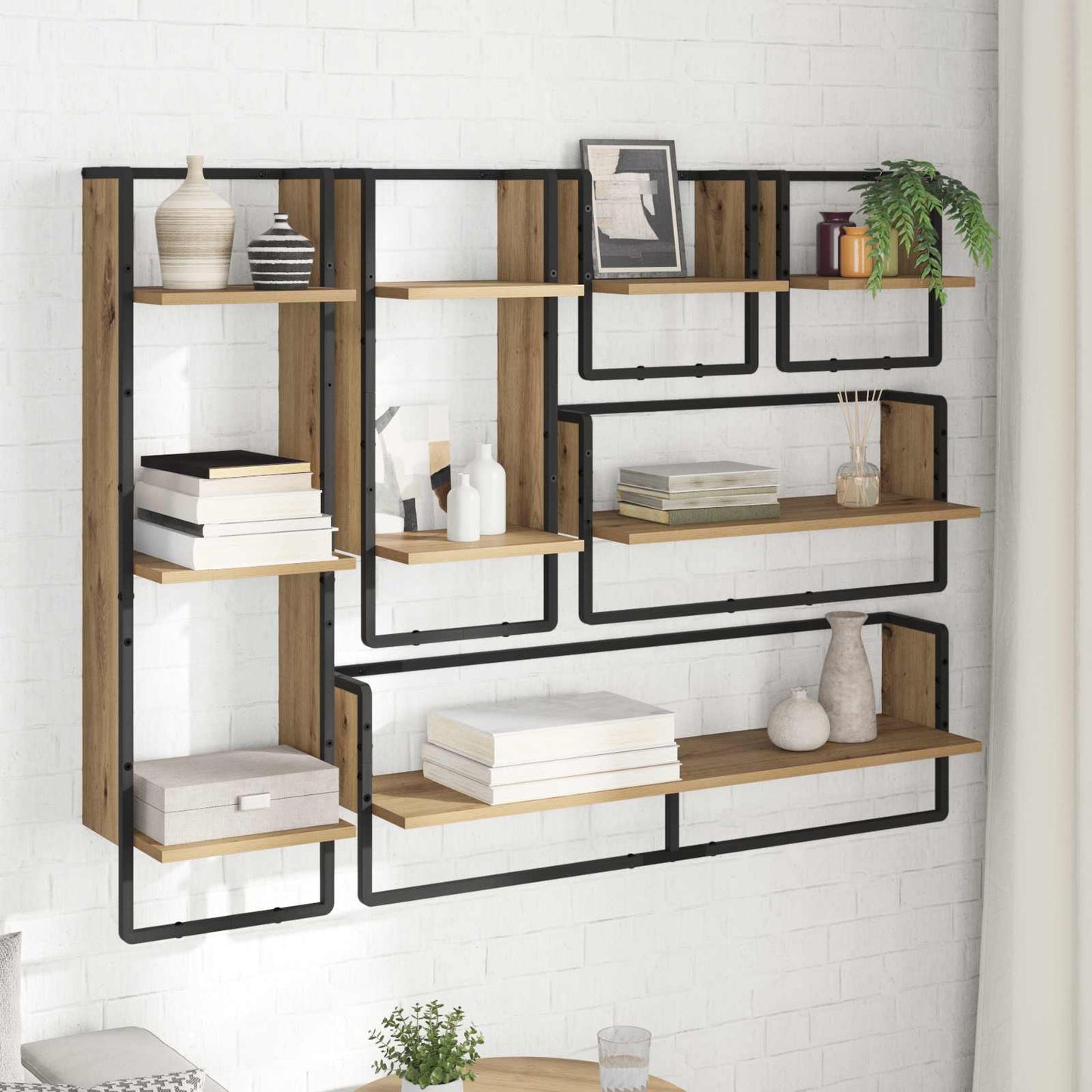 Sada Nástěnných Polic Nástěnná Montáž 6 Pcs Artisanový Dub