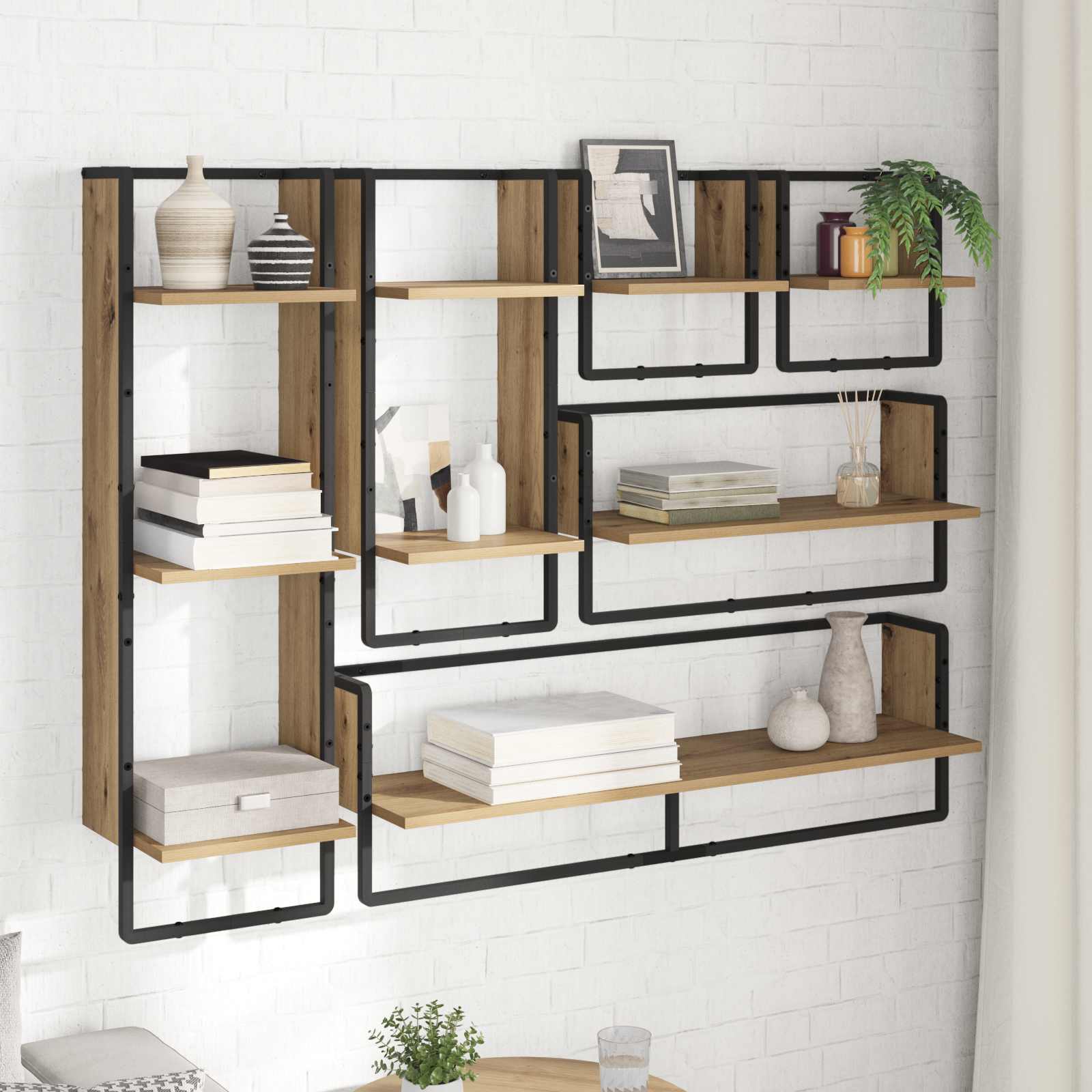 Sada Nástěnných Polic Nástěnná Montáž 6 Pcs Artisanový Dub