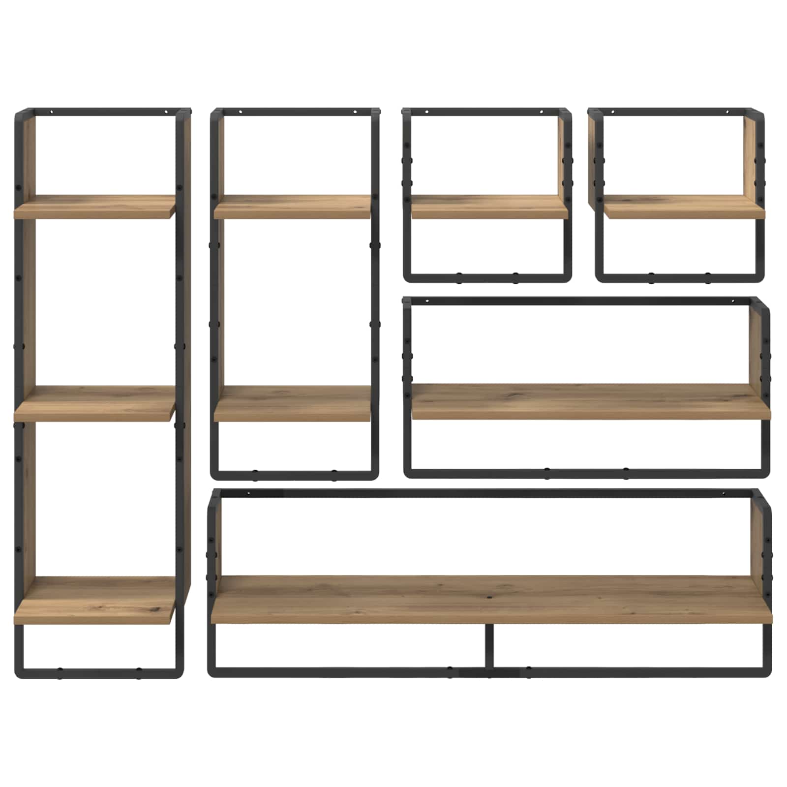 Sada Nástěnných Polic Nástěnná Montáž 6 Pcs Artisanový Dub