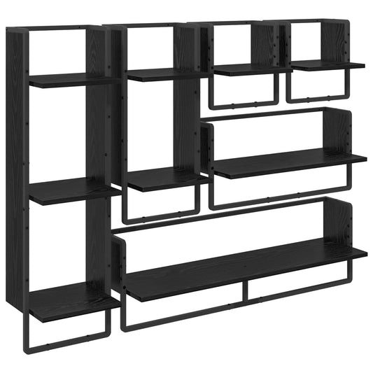 Sada Nástěnných Polic Nástěnná Montáž 6 Pcs Černý Dub
