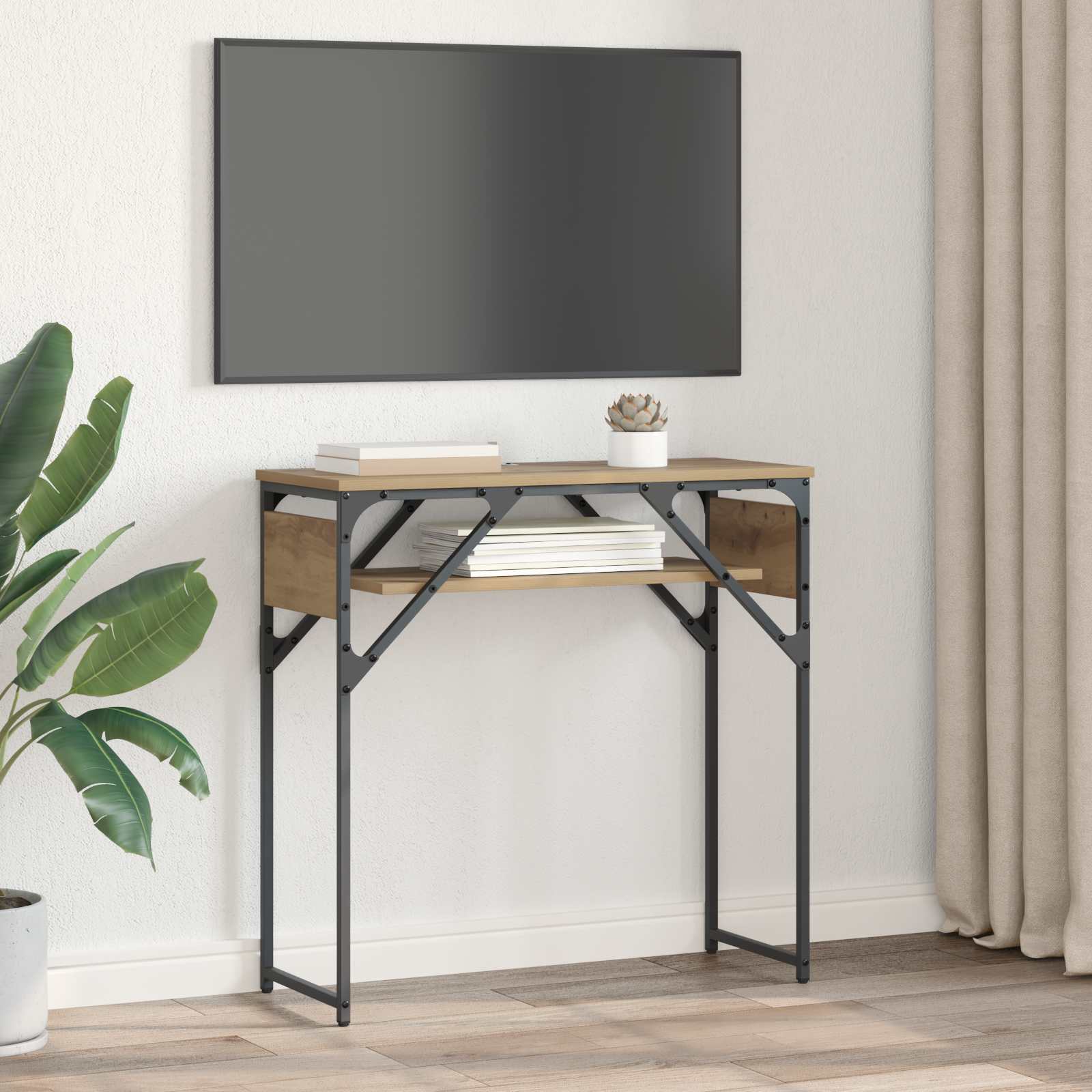 Konsole Artisanový Dub Kompozitní Dřevo 75X30X75Cm