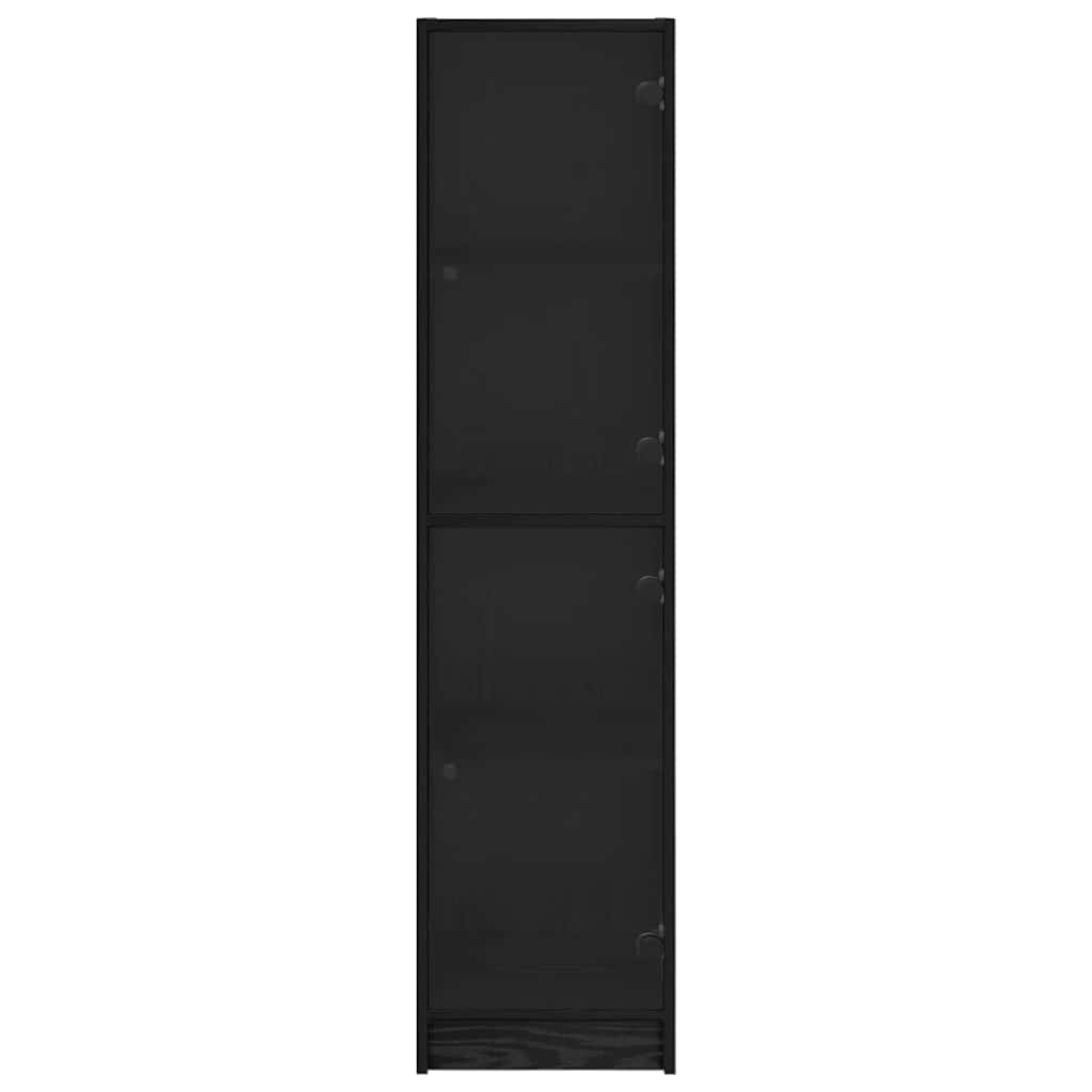 Vysoký Bufet Černý Dub 35 X 37 X 142 Cm Kompozitní Dřevo